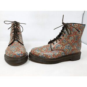 DR. MARTENS JEFFERY CHUKKA BOOTS RED BLUE PAISLEY LEATHER SIZE 6 US EUC